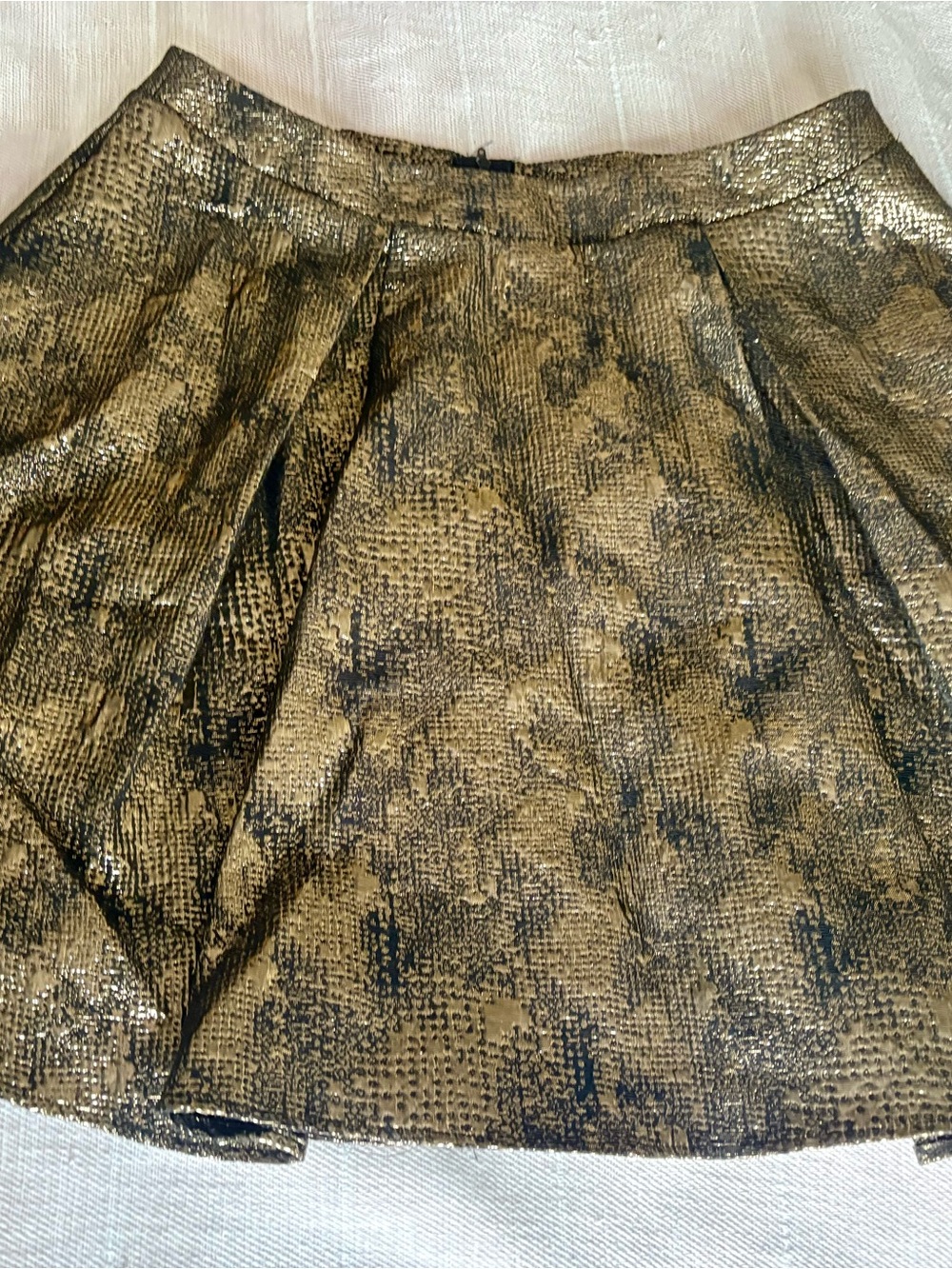Charlotte Russe Gold and Black Textured Pleated Mini Skirt